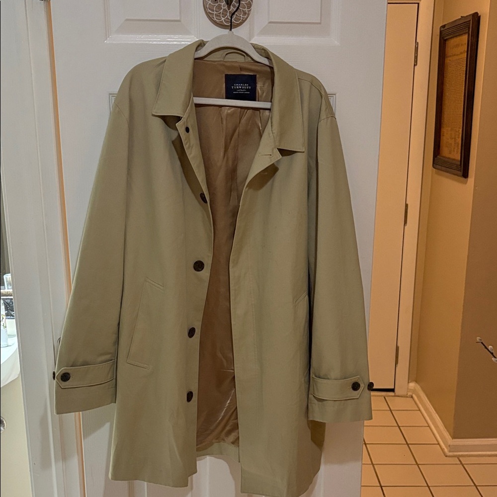 Charles Tyrwhitt Beige Button-Up trench Coat